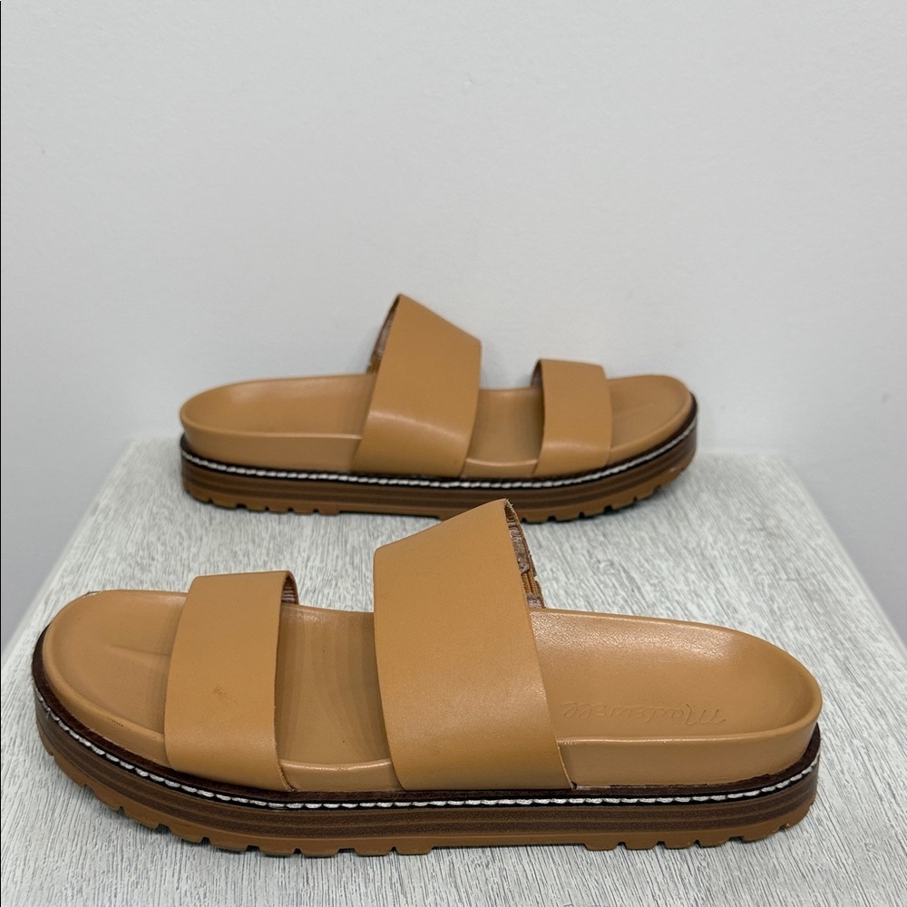 Madewell Size 6 The Charley Double-Strap Slide Camel Leather Sandals - Picture 7 of 11